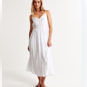 Abercrombie crinkle textured smocked waist midi dress.